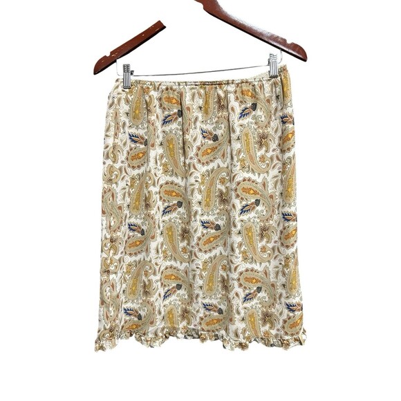 Vintage Kathy Ireland Skirt 90s Y2K Size Medium Paisley Print Tan Basic Colors - Picture 3 of 6